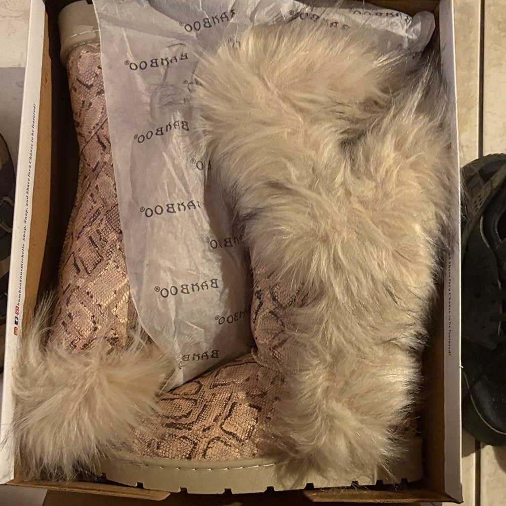 BAMBOO Pink Faux Fur Boots
